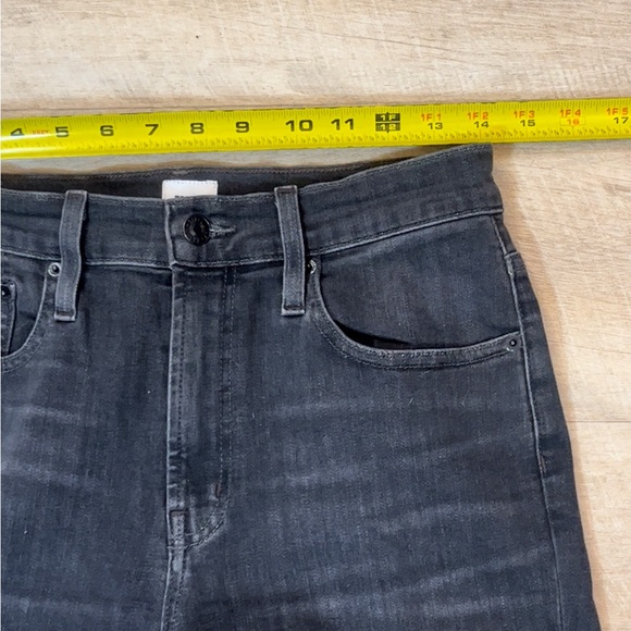 Edwin Bree Slim Straight Crop High Rise Raw Hem Black Wash Jeans Size 29 - Picture 6 of 10